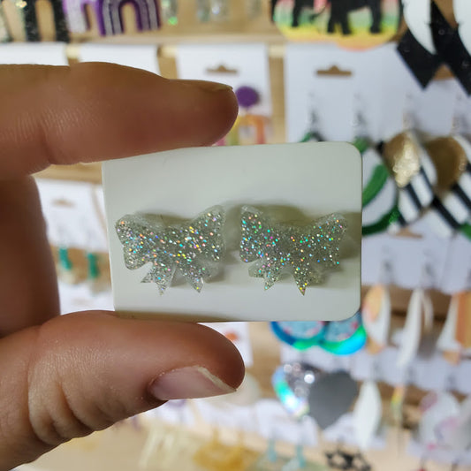 Resin Bow Stud Earrings