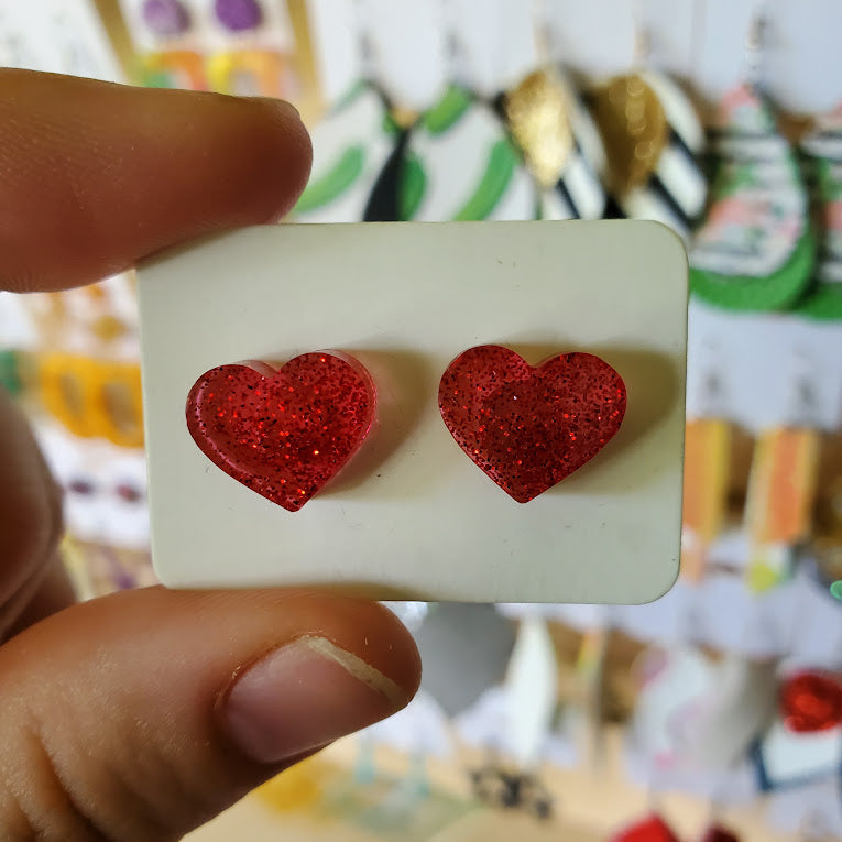 Resin Heart Stud Earrings