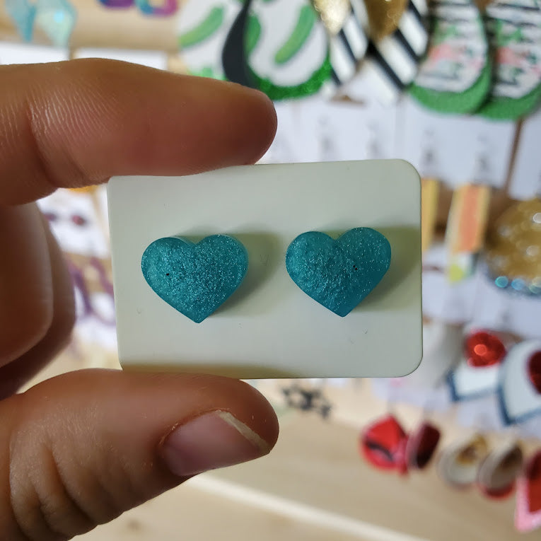 Resin Heart Stud Earrings