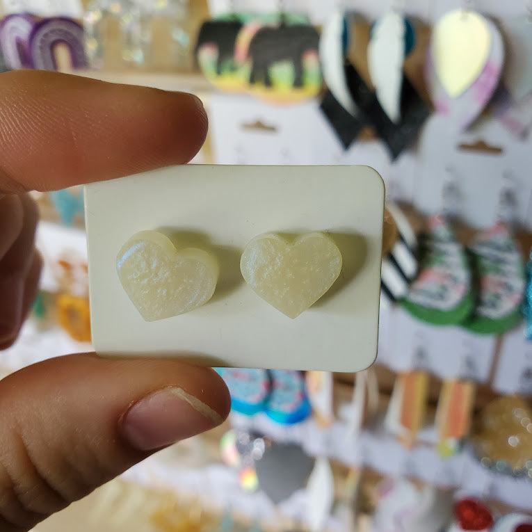 Resin Heart Stud Earrings