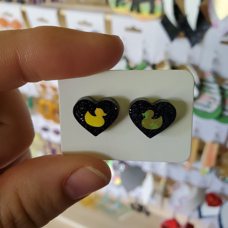 Resin Heart Stud Earrings