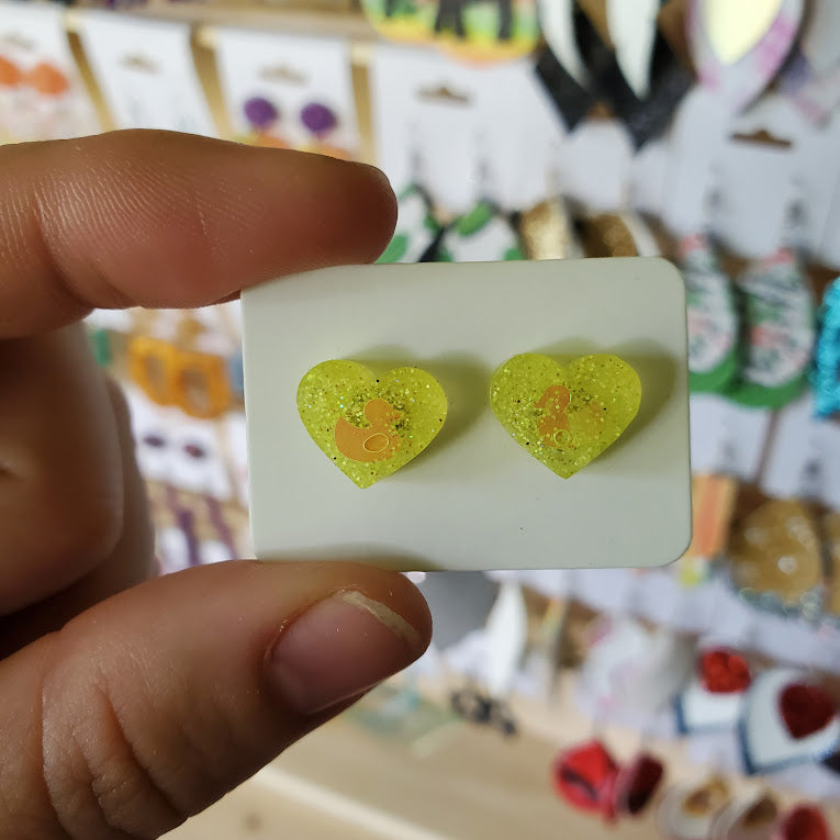 Resin Heart Stud Earrings